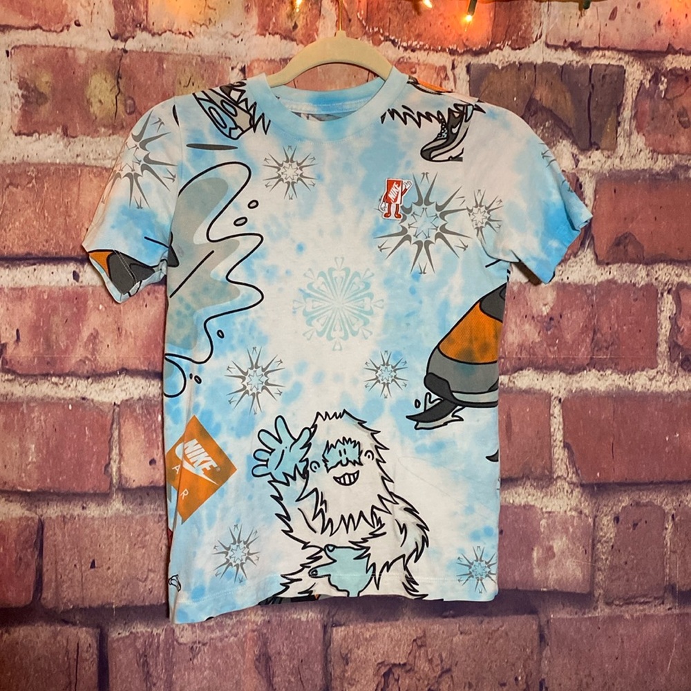 Nike Yeti Blue Tie Dye Tee - M Boys Custom Dyed